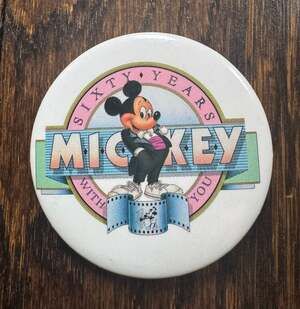 VINTAGE 1988 2.25” Disney Mickey Mouse Sixty Years With You Pinback Button